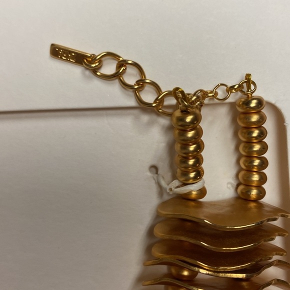 NWT.Zara Golden Metal Necklace with Irregular Pieces and Matching Bead Appliqués - Picture 7 of 9